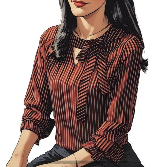 Molde Digital de Blusa Fem m Longa Laço na Gola do 38 ao 46