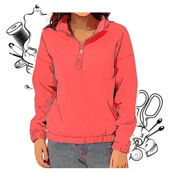 Molde Digital de Blusa Feminina Gola Zíper do P ao Xxg #306