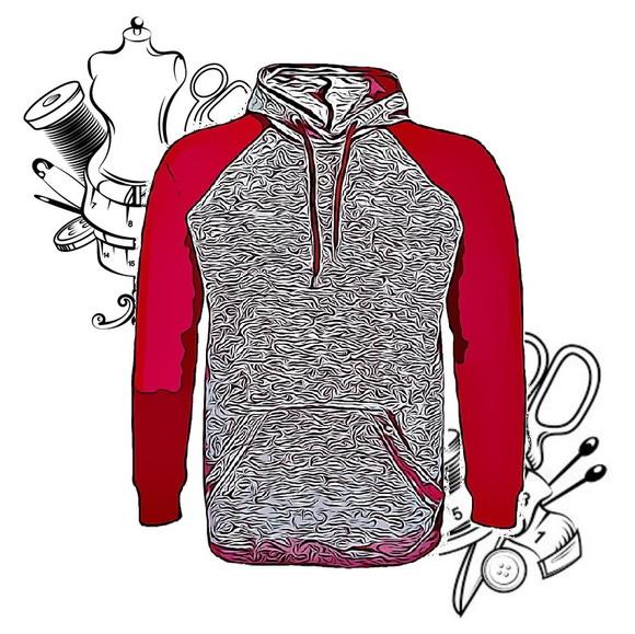 Molde Digital de Blusão Raglan Masc Canguru P ao Gg #307