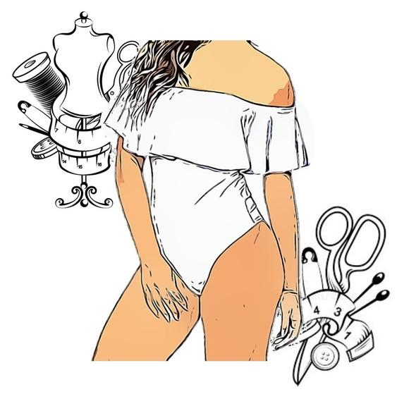 Molde Digital de Body Fem com Babado Pp ao Gg #160