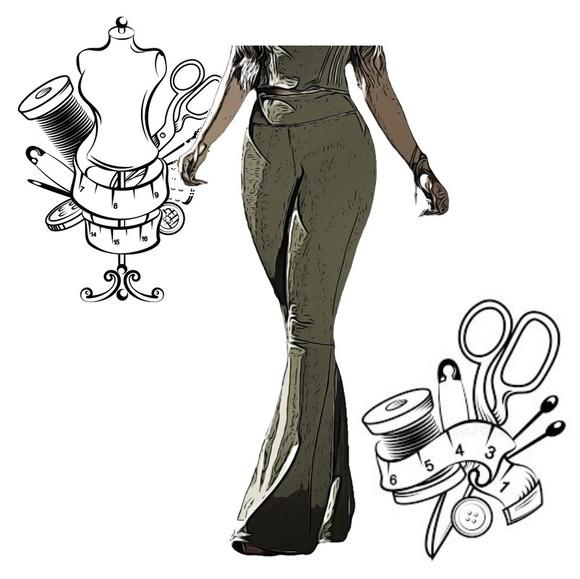 Molde Digital de Calça Flare Bailarina Feminina P ao Gg #165