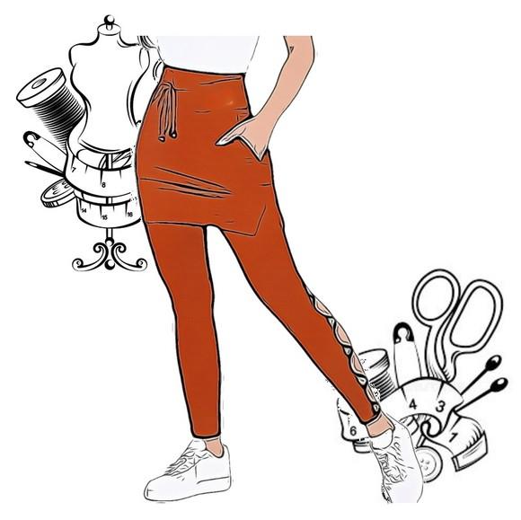 Molde Digital de Calça Legging com Saia Pp ao Xg #185