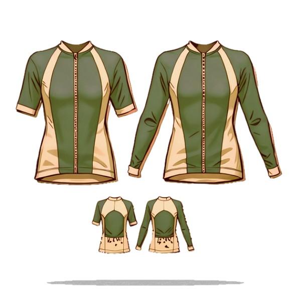 Molde Digital de Camisa Fem Ciclista Raglan Ziper Pp ao Xg