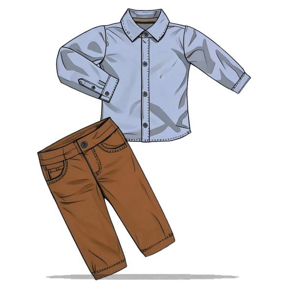 Molde Digital de Camisa e Calça Infantil de 1 a 8 Anos
