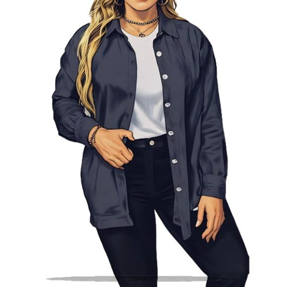 Molde Digital de Camisa Feminina com Botoes do P ao Xxg