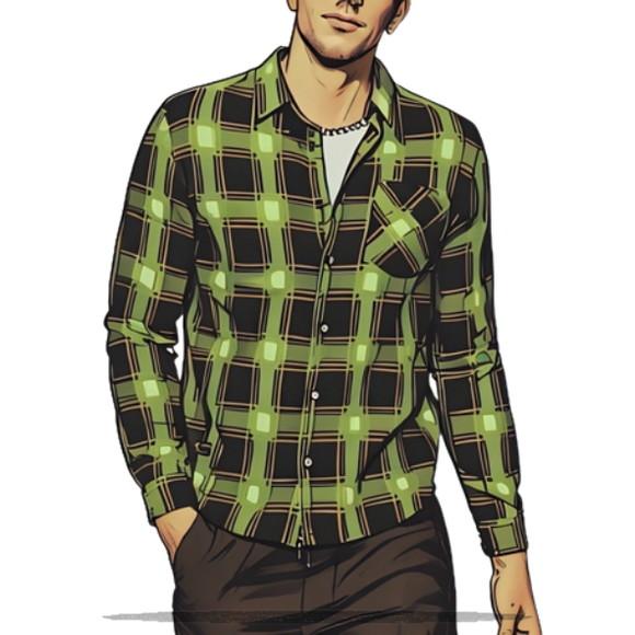 Molde Digital de Camisa Masc Xadrez Adulto do P ao Xxg