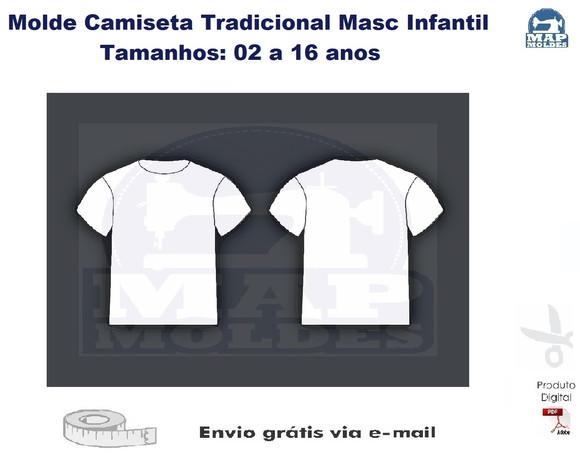 Molde Digital de Camiseta Tradicional Masculina Infantil