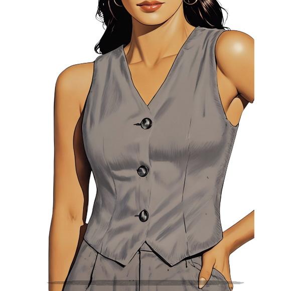 Molde Digital de Colete Feminino Alfaiataria P ao Gg