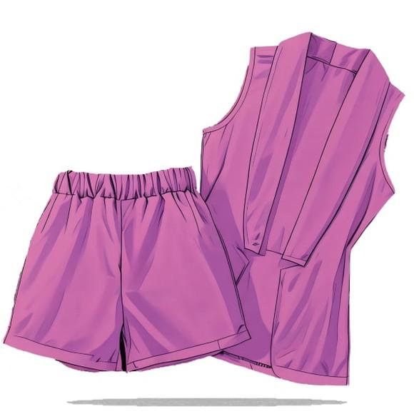 Molde Digital de Conjunto Inf Colete e Short 2 a 14 Anos