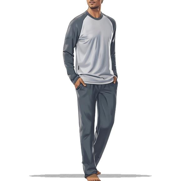 Molde Digital de Conjunto Pijama Raglan Masculino Pp ao Xxg