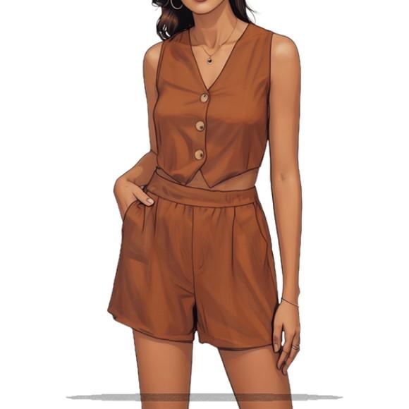 Molde Digital de Conjunto Short e Blusa Fem Pp ao Xxg