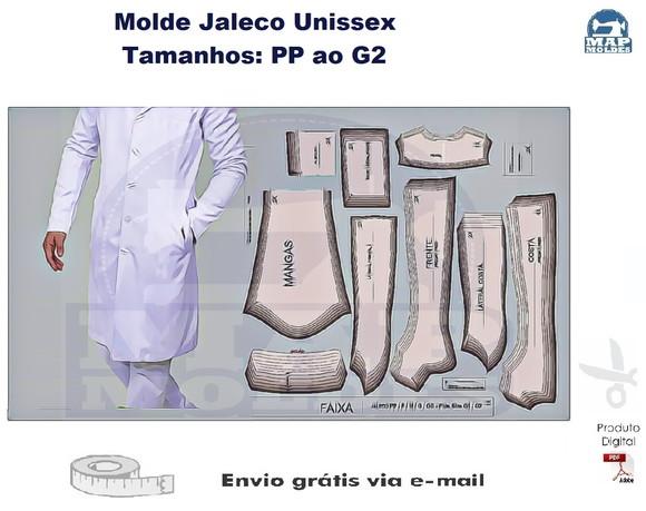 Molde Digital de Jaleco Unissex Pp ao Plus Size G2