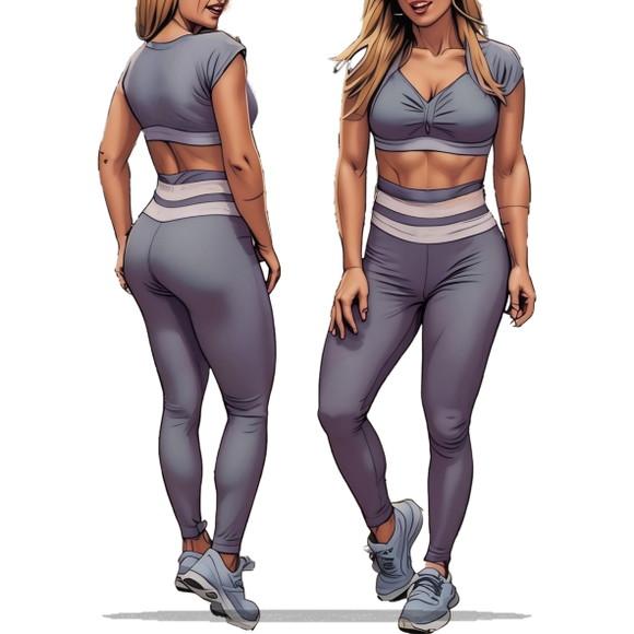 Molde Digital de Legging e Top Fitness Adulto P ao Gg