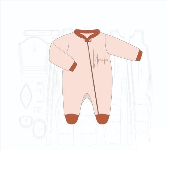 Molde Digital de Macacão Bebê Gola de Padre com Pezinho