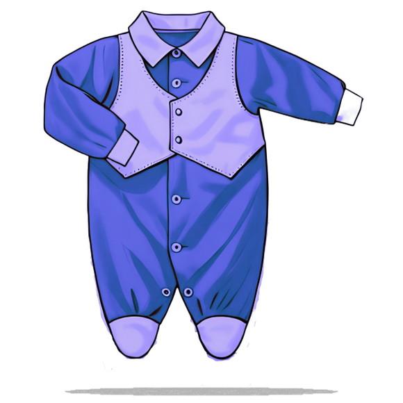 Molde Digital de Macacão com Pala Bebê Rn ao Gg
