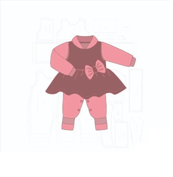 Molde Digital de Macacão com Vestido Bebê