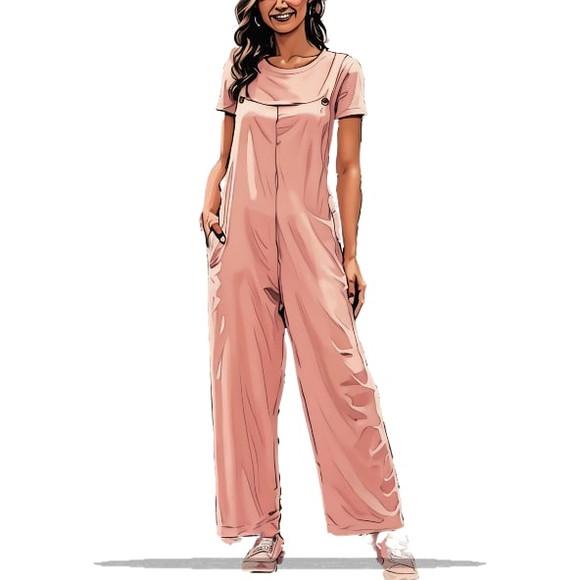 Molde Digital de Macacão Jardineira Longa Feminina P ao Xxg