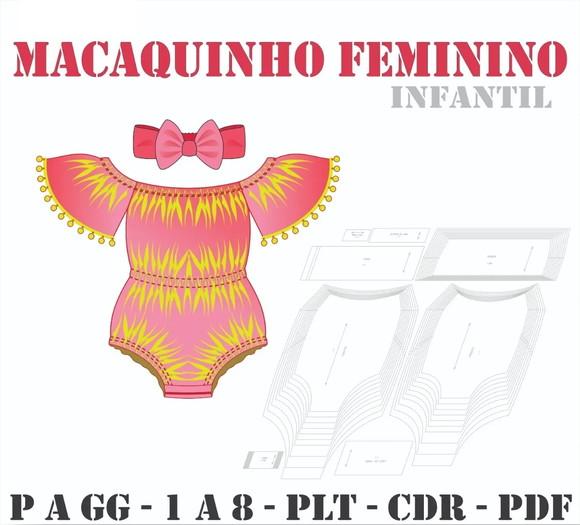 Molde Digital de Macaquinho Infantil Feminino com Tiara