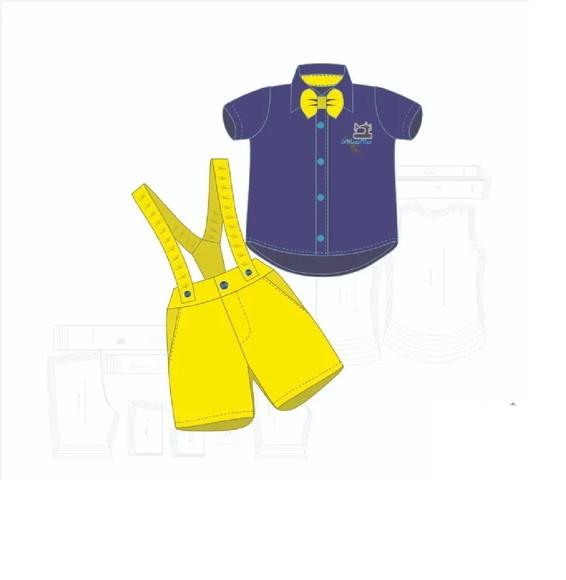 Molde Digital de Modelagem Conjunto com Suspensório Bebê