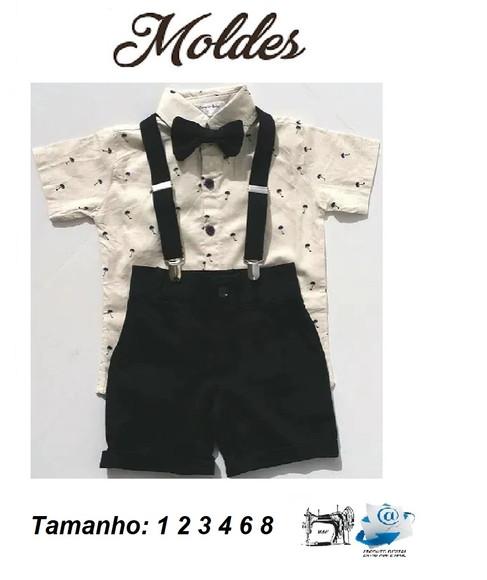 Molde Digital de Modelagem Conjunto com Suspensório Infantil