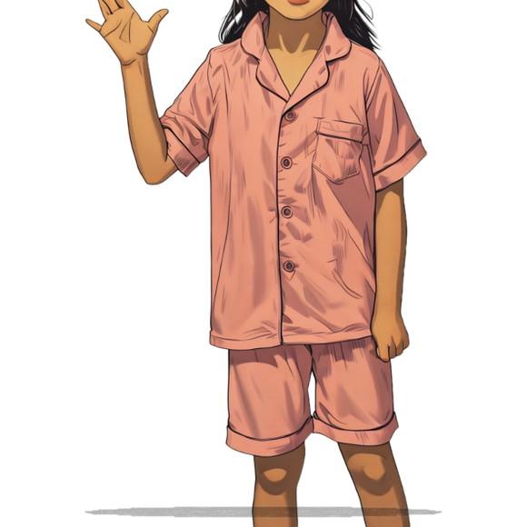Molde Digital de Pijama Inf Americano com Botoes 2 ao 14
