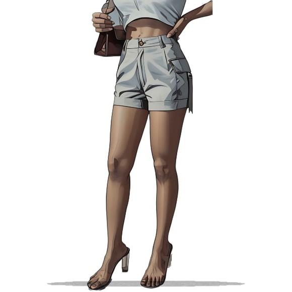Molde Digital de Short Cargo Feminino do P ao Xg