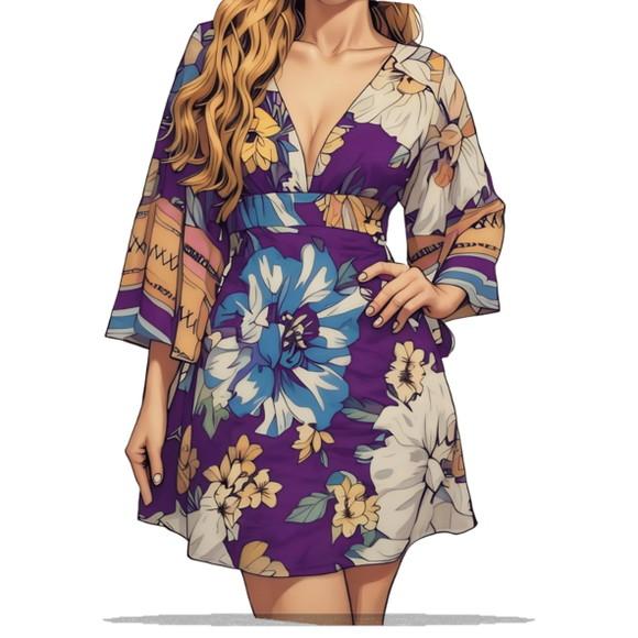 Molde Digital de Vestido Adulto Fem Decote Xale P ao Gg
