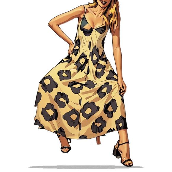 Molde Digital de Vestido Alças Longo Evasê Verão P ao Gg