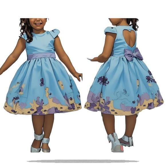 Molde Digital de Vestido Costas Coração Infantil 2 a 12 Anos