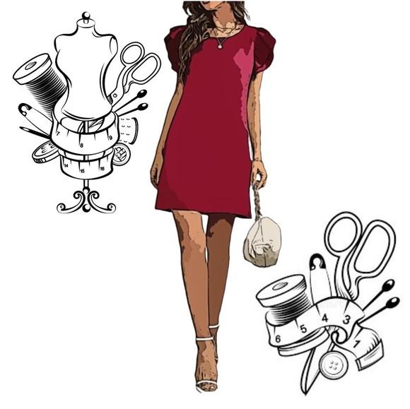 Molde Digital de Vestido Manga Franzida Adulto P ao Xg #202