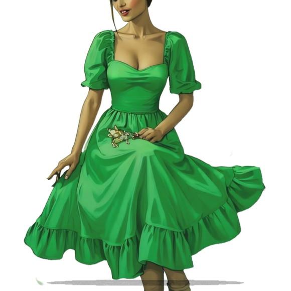 Molde Digital de Vestido Rodado Adulto Fem Pp ao Xxg