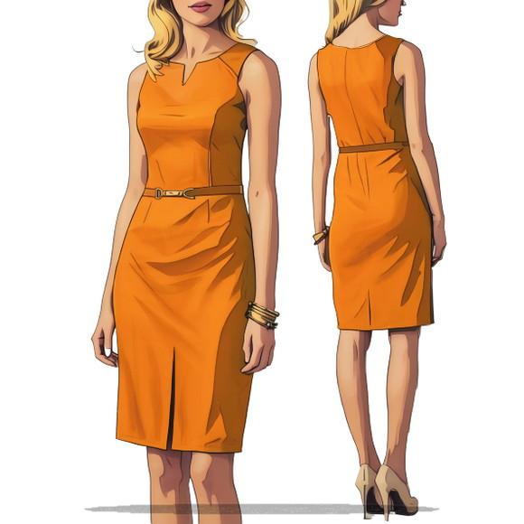 Molde Digital de Vestido Tubinho Decote em V Tam P ao Xxg
