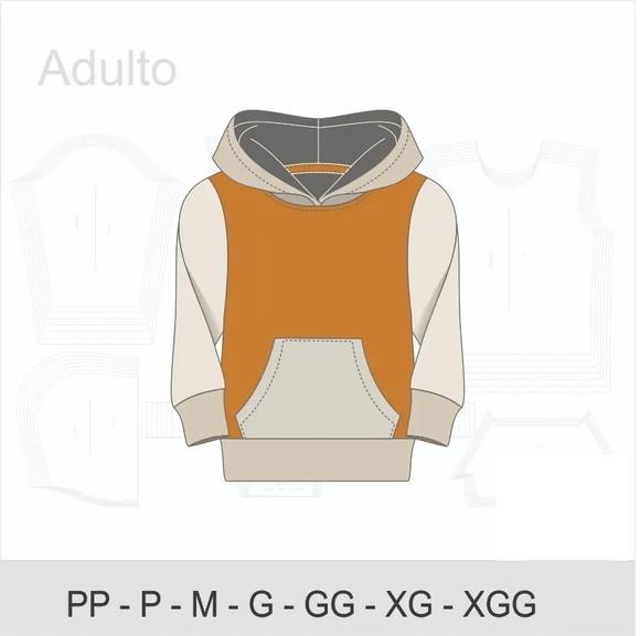 Molde Digital Modelagem Blusa Moletom Adulto com Capuz