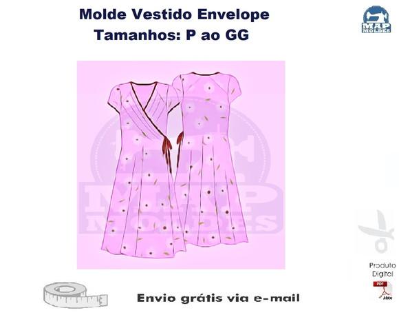 Molde Digital Lindo Vestido Envelope em PDF do P ao GG