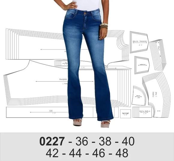 Molde Digital Modelagem de Calça Jeans Feminina Adulto