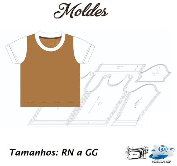 Molde Digital Modelagem de Camiseta Bebê com Opção de Manga