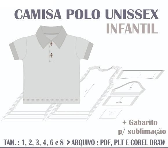 Molde Digital Modelagem de Camisa Polo Unissex Infantil
