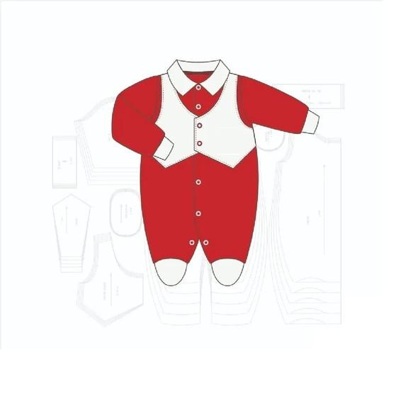 Molde Digital Modelagem de Macacão com Pala Bebê