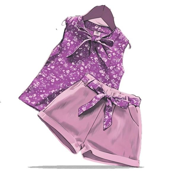 Molde em pdf de Bata com Laço e Short Infantil 2 a 14 Anos