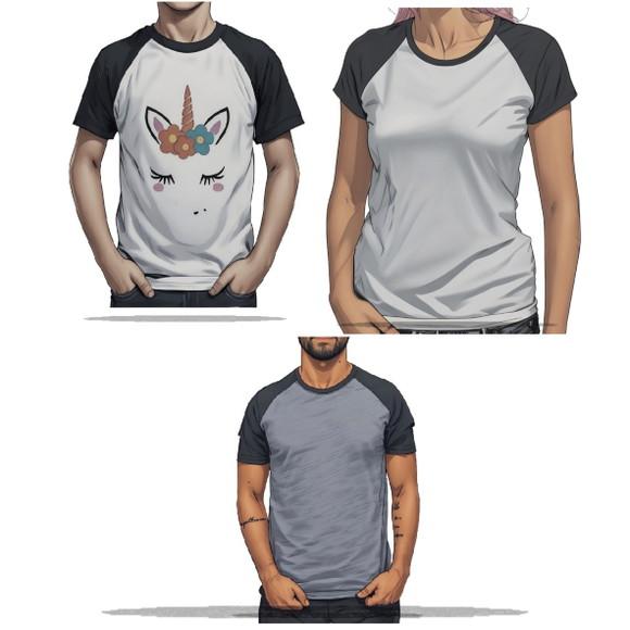 Molde em pdf de Camiseta Raglan Manga Curta Masc Fem Inf