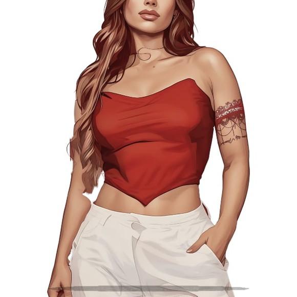Molde em pdf de Cropped Corset Tomara Que Caia Bico V P-xxg