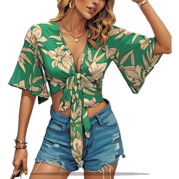 Molde em pdf de Cropped com Amarração Frontal Adulto P ao Xg