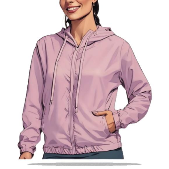 Molde em pdf de Jaqueta Corta Vento Fem Ziper e Capuz P-xxg