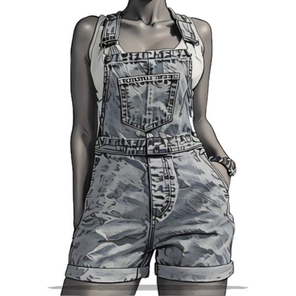 Molde em pdf de Jardineira Jeans Bainha Enrolada do P ao Xxg