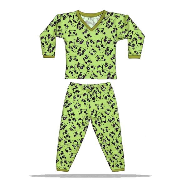Molde em pdf de Pijama Inverno Infantil Gola V 2 a 14 Anos