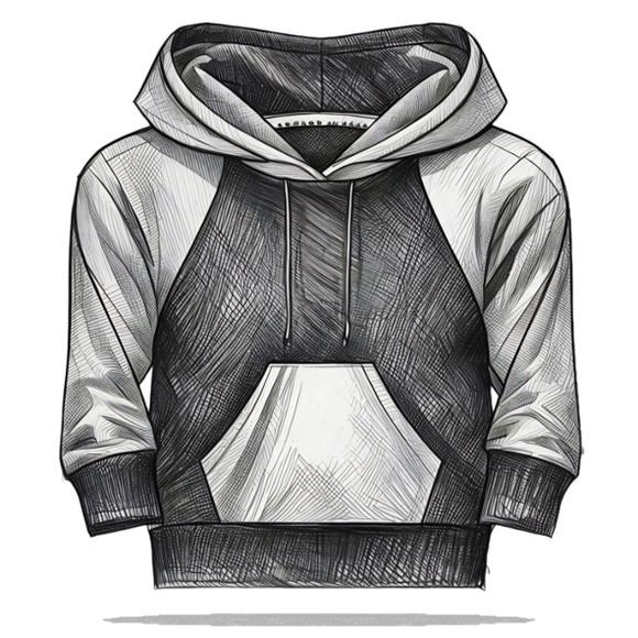 Molde em pdf de Moletom com Capuz Raglan Inf 2 ao 14