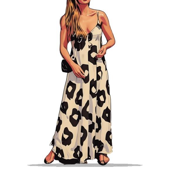 Molde em pdf de Vestido Alças Longo Evasê Verão P ao Gg