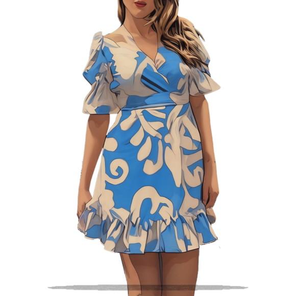 Molde em pdf de Vestido com Manga e Babado Adulto do P - Xxg