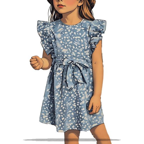 Molde em pdf de Vestido Inf com Babado na Manga 2 a 14 Anos