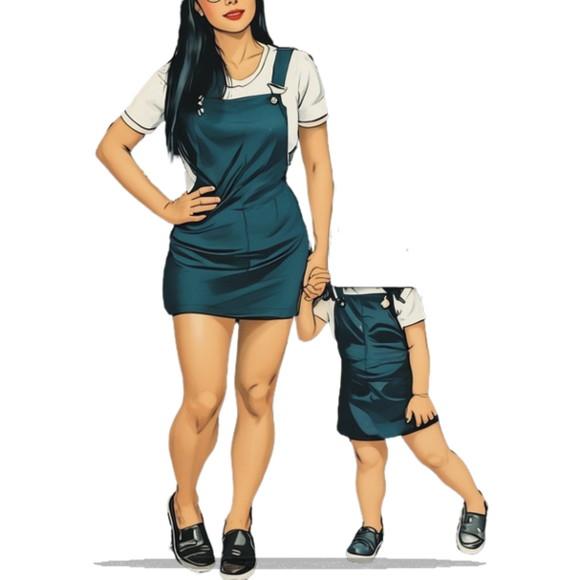 Molde em pdf Jardineira Vest Salopete Mae e Filha P-xg 2-14